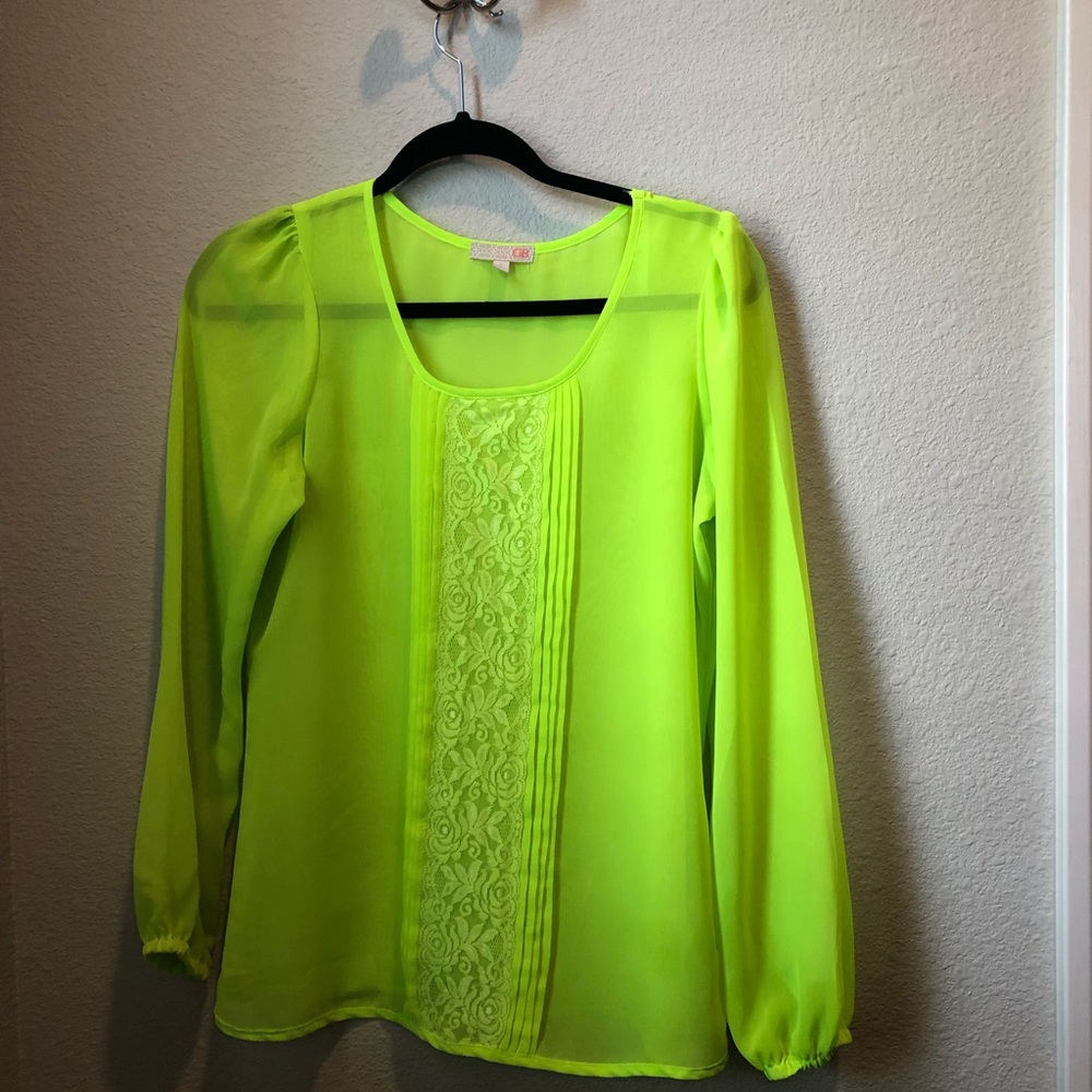 Sheer Neon Lime Green Long-sleeve